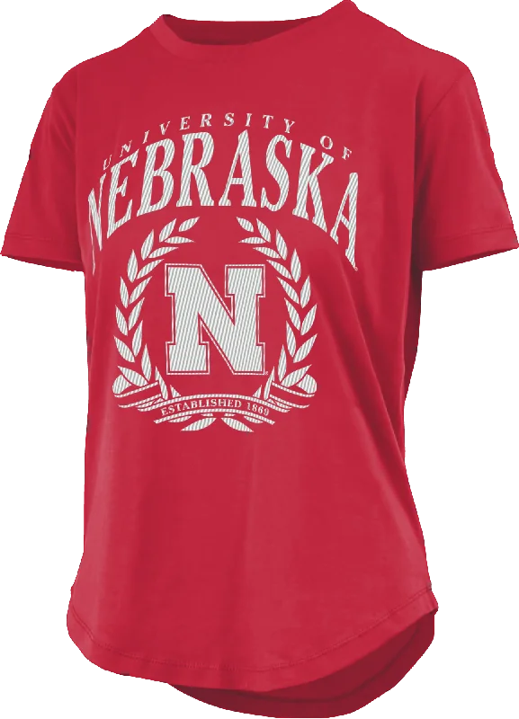 Women's Nebraska Huskers Chandler T-Shirt-- Collared T-Shirt Boat Neck A-Line