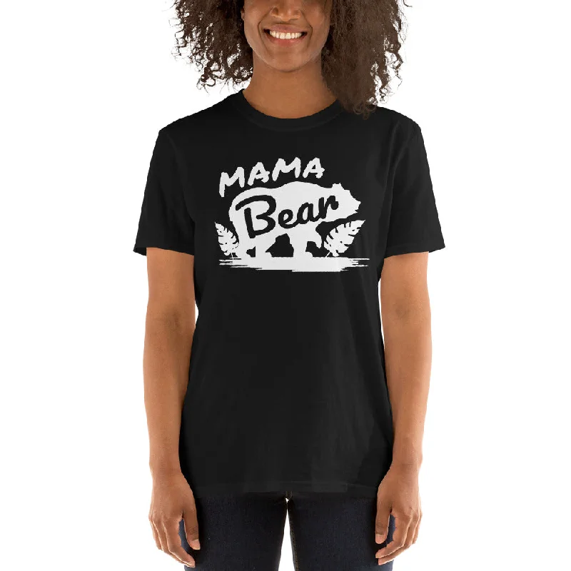 MAMA Bear Unisex, Soft Cotton, Softstyle Short-Sleeve T-Shirt-- Solid Color Striped Floral