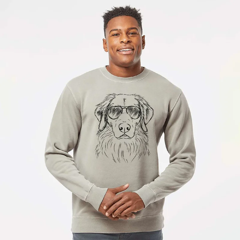 Aviator Marley the Golden Retriever - Unisex Pigment Dyed Crew Sweatshirt Hoodie with Hem Lace Feminine Delicate