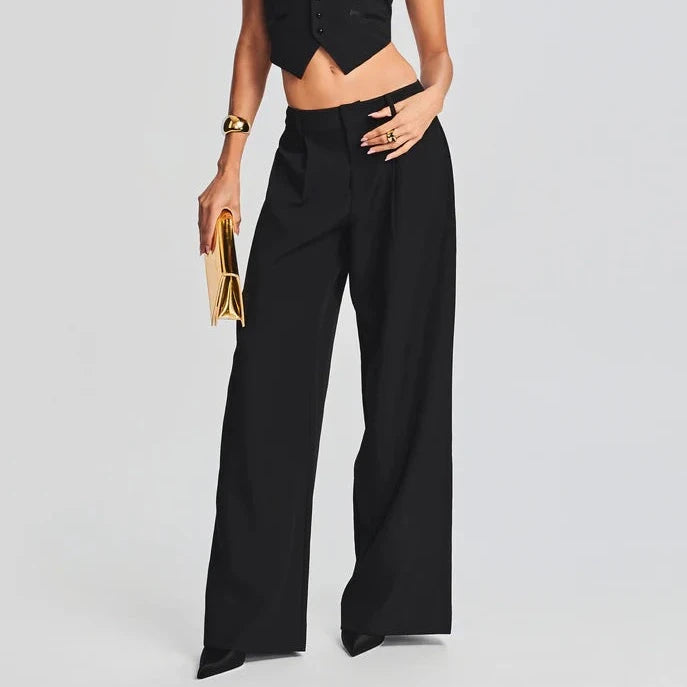 Antonia Pant | Black Relaxed High-Waist Trousers