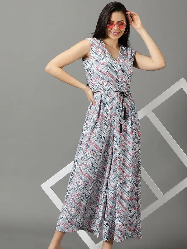 Women's Grey Printed Jumpsuit-AE-15814-Grey Chic jumpsuit, Trendy, Elegant, Sleek