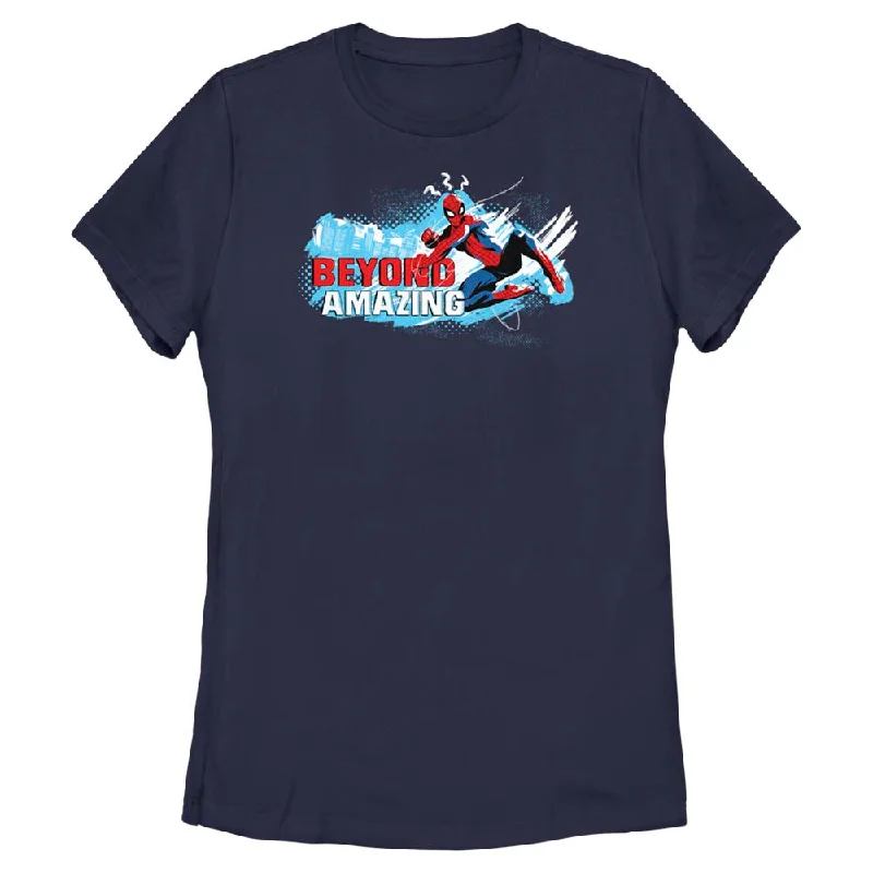 Women's Marvel Spider-Man Beyond Amazing BEYOND SWING POSE T-Shirt-- Fashionable Trendy Casual