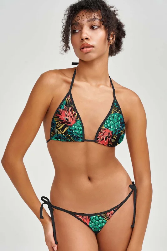 Tropicana Lara Pineapple Print Triangle String Bikini Top - Women Thong bikini bottom, Sexy, Comfortable, Trendy