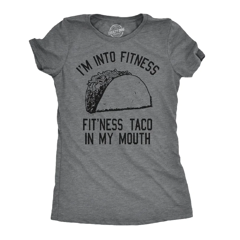 Fitness Taco In My Mouth Women's T Shirt-- V-Neck T-Shirt Long Sleeve Cotton