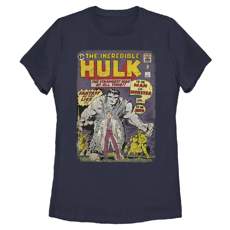 Women's Marvel Hulk ComicCover T-Shirt-- Real Fur Shearling Chenille