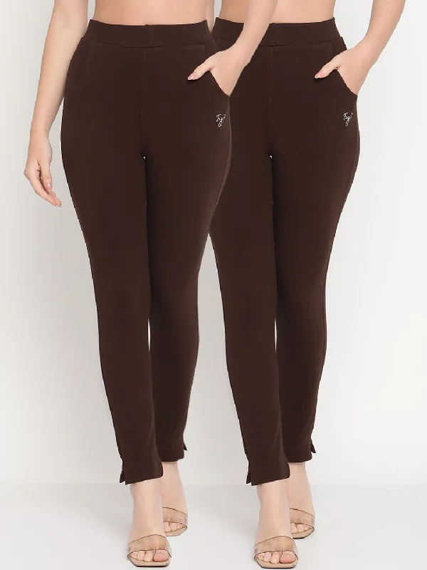 TAG 7 Pack of 2 Brown Ankle-Length Leggings Stylish Winter-Ready Leggings