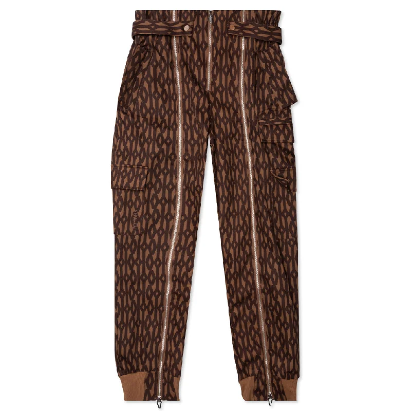 Adidas Originals x Ivy Park Monogram Zipper Pant - Wild Brown/Night Red Modern Bootcut Pants