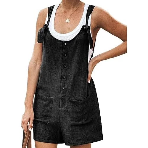 Women's Casual Summer Cotton Linen Rompers Overalls Jumpsuit Shorts Party jumpsuit, Glamorous, Elegant, Trendy