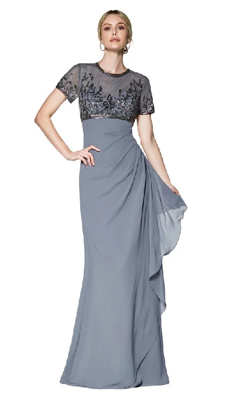 Cinderella Divine - J0295SC Embroidered A-Line Dress with Side Ruffle Turtleneck Warm Winter