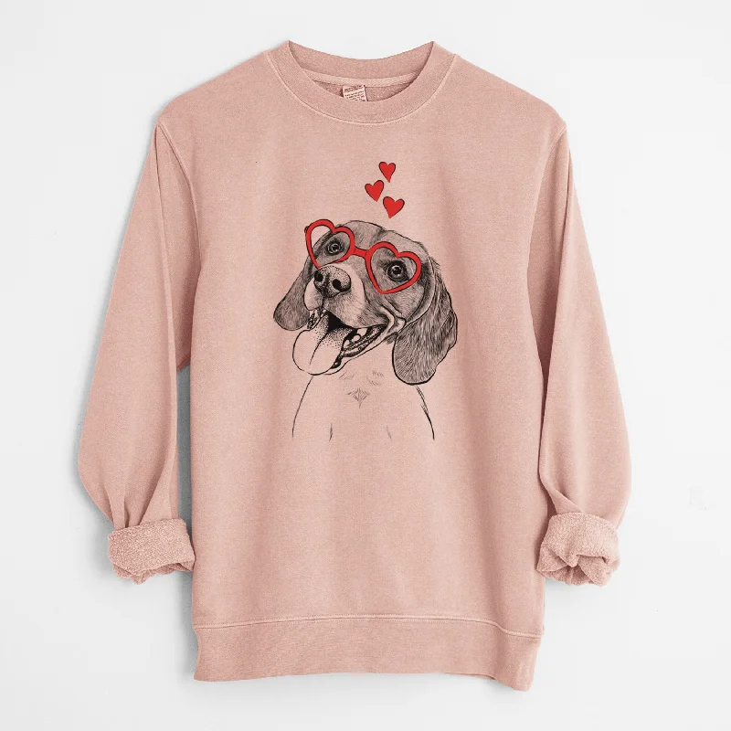 Valentine Little Bandit the Beagle - Unisex Pigment Dyed Crew Sweatshirt Hoodie Crop Top Short Trendy