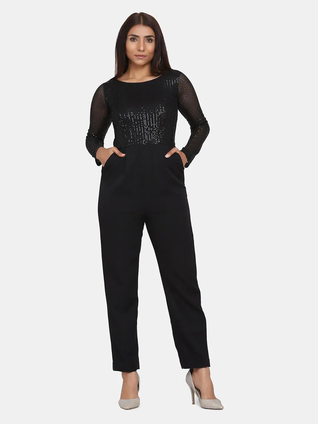 Women Solid Standard Black Jumpsuits & Sets Animal print jumpsuit, Bold pattern, Fashion statement, Unique