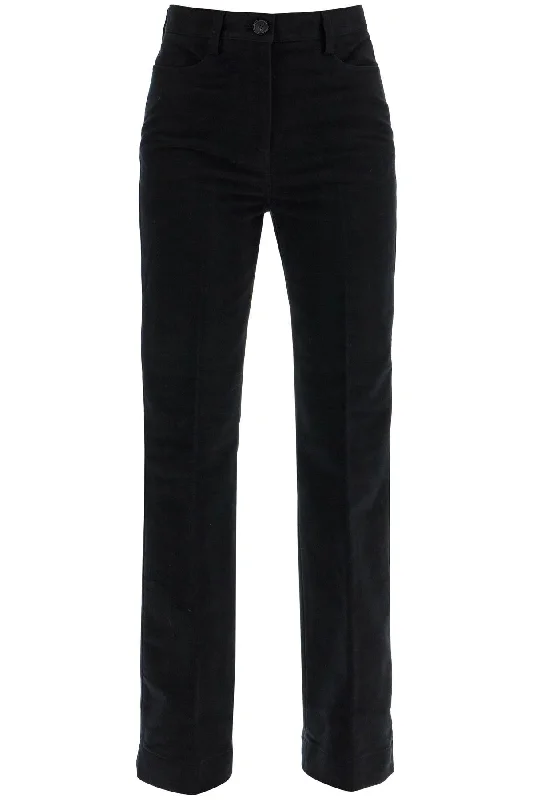 High-waisted Flared Pants In Black Organic Cotton  - Black Trendy Work Pants