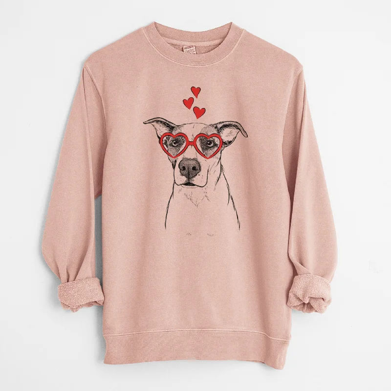 Valentine Lily the Mixed Breed - Unisex Pigment Dyed Crew Sweatshirt Hoodie with Ribbed Hem Stretchable Secure