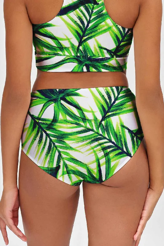 Island Life Cara Green High-Waist Hipster Bikini Bottom - Women Sports bikini, Activewear, Comfortable, Trendy