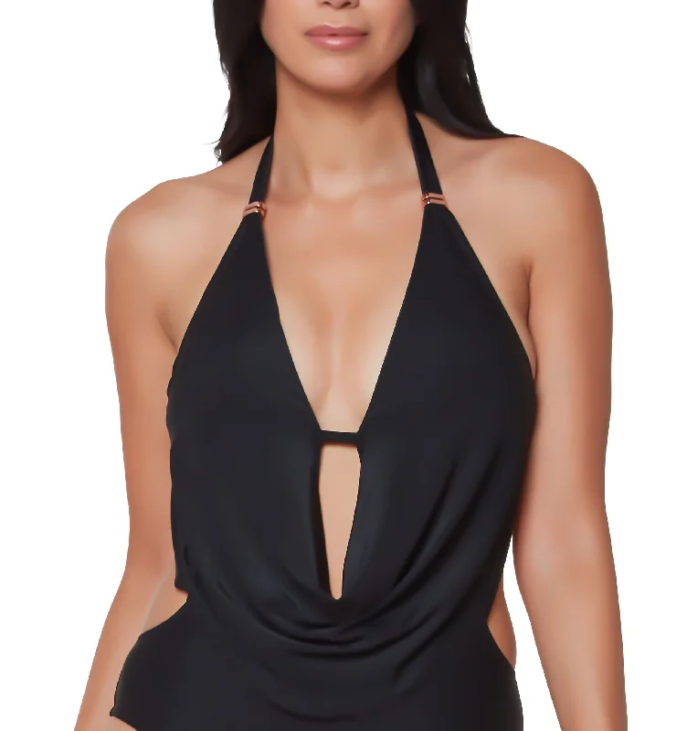 Plunging Cowlneck Halter Tankini Top Ribbed bikini, Textured fabric, Sexy, Stylish