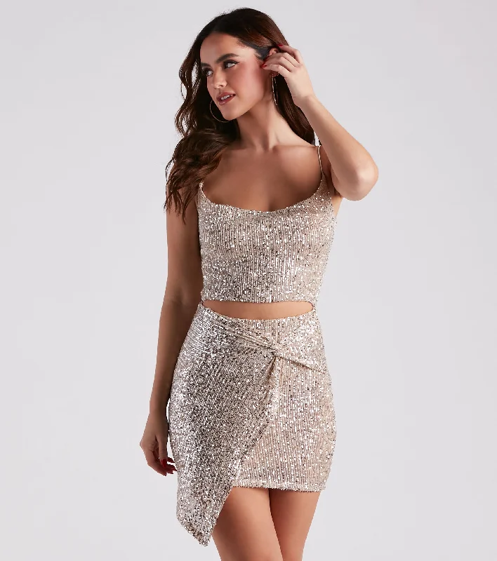 Holiday Glow Sequin Cutout Dress empire Waist empire