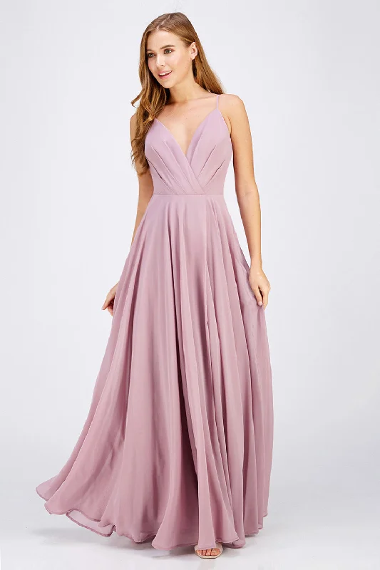 V-neck chiffon long bridesmaid maxi formal dress in 4 colors Tunics Custom made