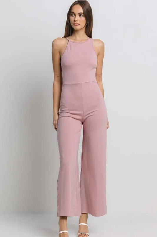 High Neck Wide Leg Crop Jumpsuit Strapless wide leg jumpsuit, Sexy, Comfortable, Trendy