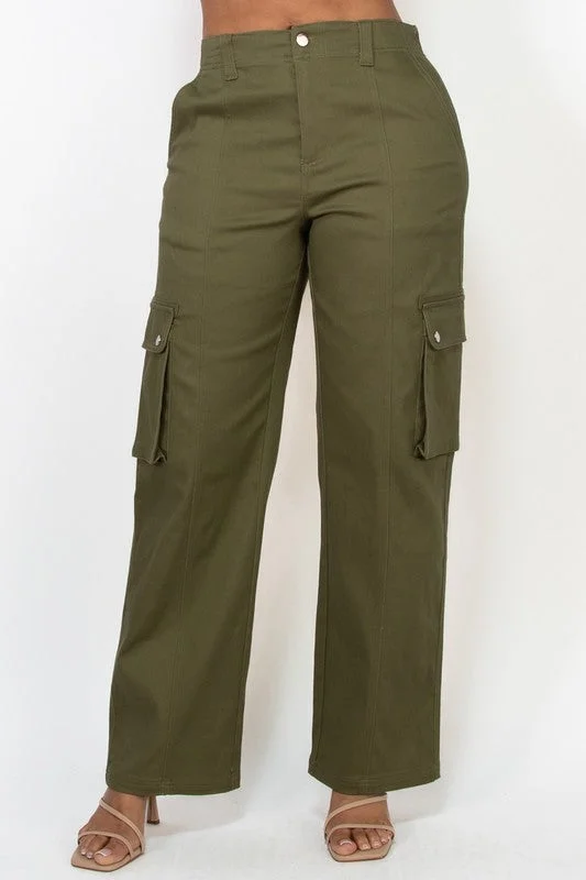 Pocketed Cargo Twill Pant Relaxed Casual Leggings