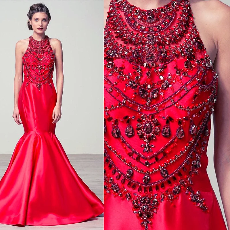 Baroque Red Carpet Wedding Engagement Dress Prom Mermaid Evening Gown Square Neckline Feminine