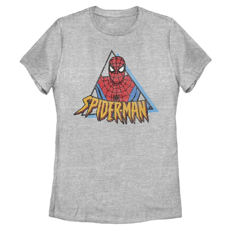 Women's Marvel SPIDERMAN TRIANGLE T-Shirt-- Fitted T-Shirt Seamless Stretchy