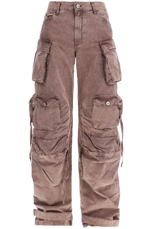 High-waisted Wide-leg Cargo Pants Washed Mauve  - Pink Cozy Maternity Pants