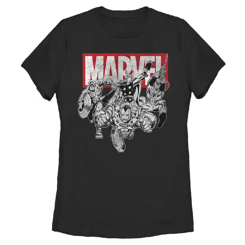 Women's Marvel IronMan Poses T-Shirt-- Collared Crew Neck Turtle Neck