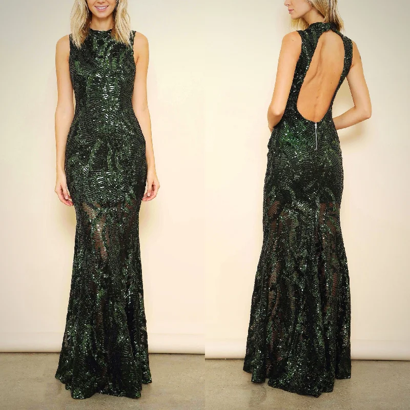 Grand Entrance Forever Unique Bea Olive Maxi sequin Wedding Guest Dress Tunics Versatile functional