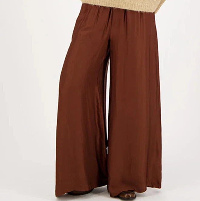 Annie Wide Leg Pants | Brown Casual Plaid Pants