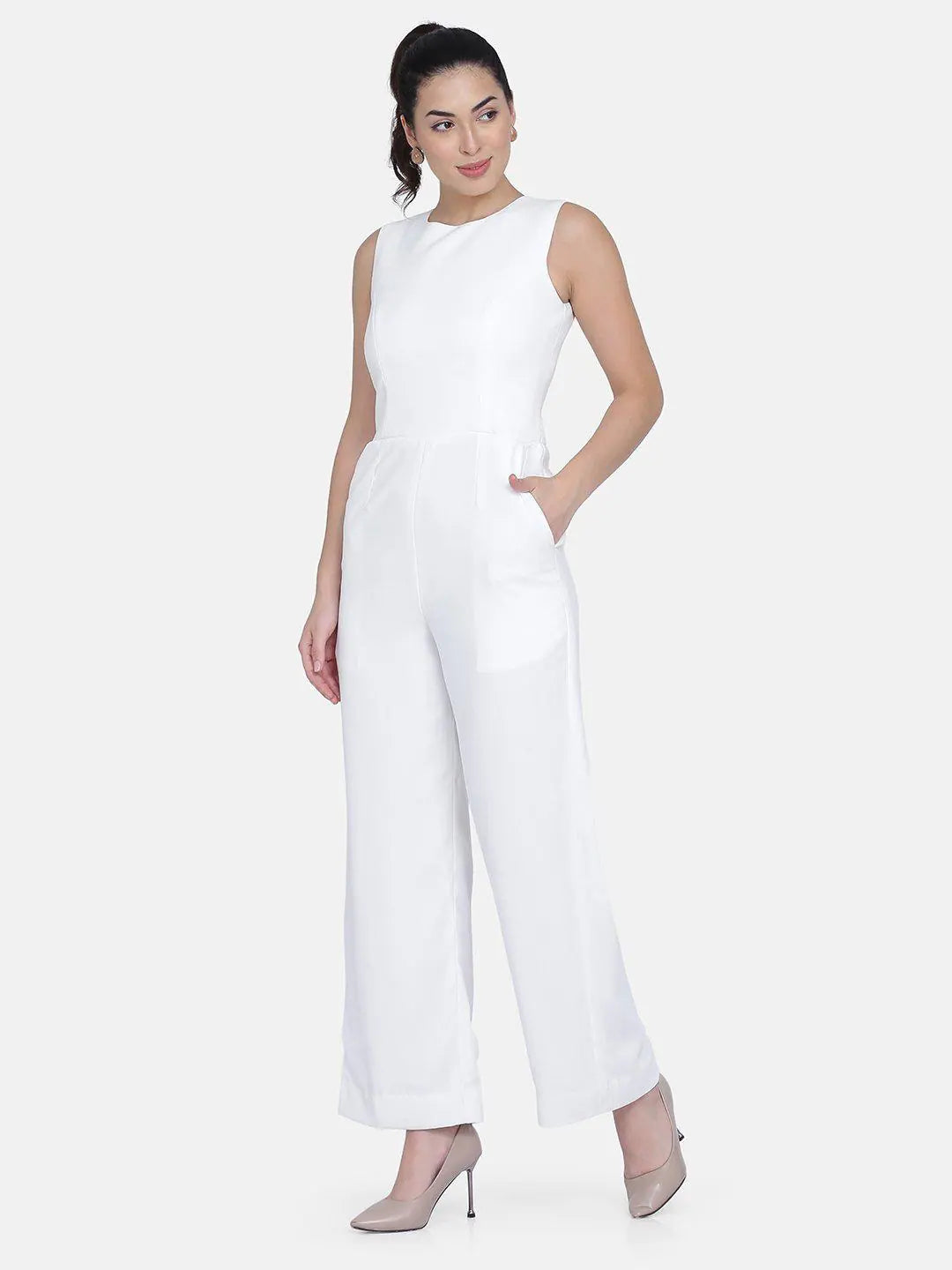 Women Solid Standard White Jumpsuits & Sets Floral print jumpsuit, Feminine, Casual wear, Trendy