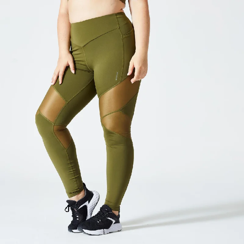 Women's High-Waisted Fitness Cardio Leggings - Green Trendy Minimalist Leggings