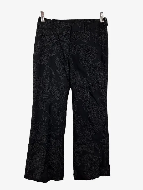 Zoya Karman Broderie Cropped Slight Flare Pants Size 8 Elegant Silk Pants