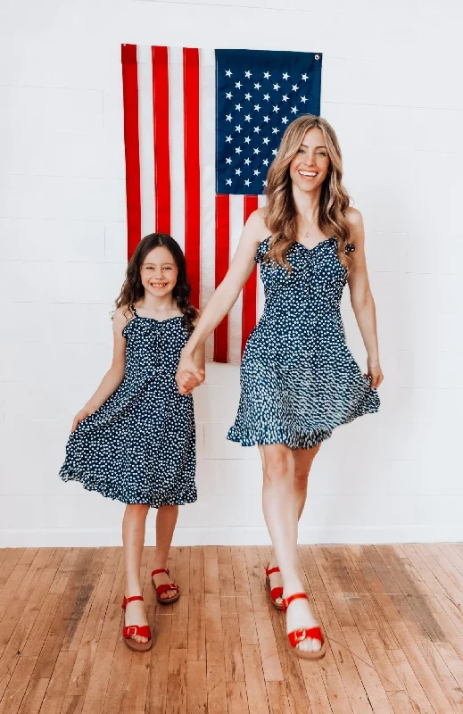 Pretty Little Navy Mommy and Me Matching Dresses Tunics Long Elegant