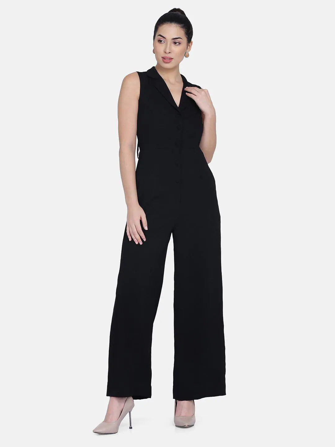 Women Solid Standard Black Jumpsuits & Sets Loose fit jumpsuit, Casual, Comfortable, Chic