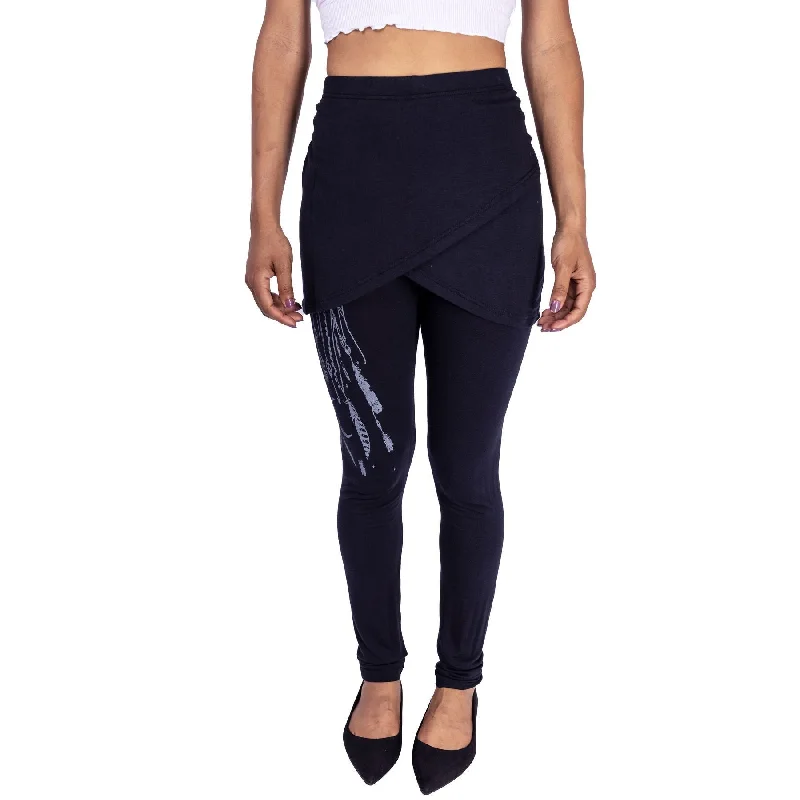 FEATHER DREAM LEGGINGS - BLACK Stylish Stretch Pants Leggings