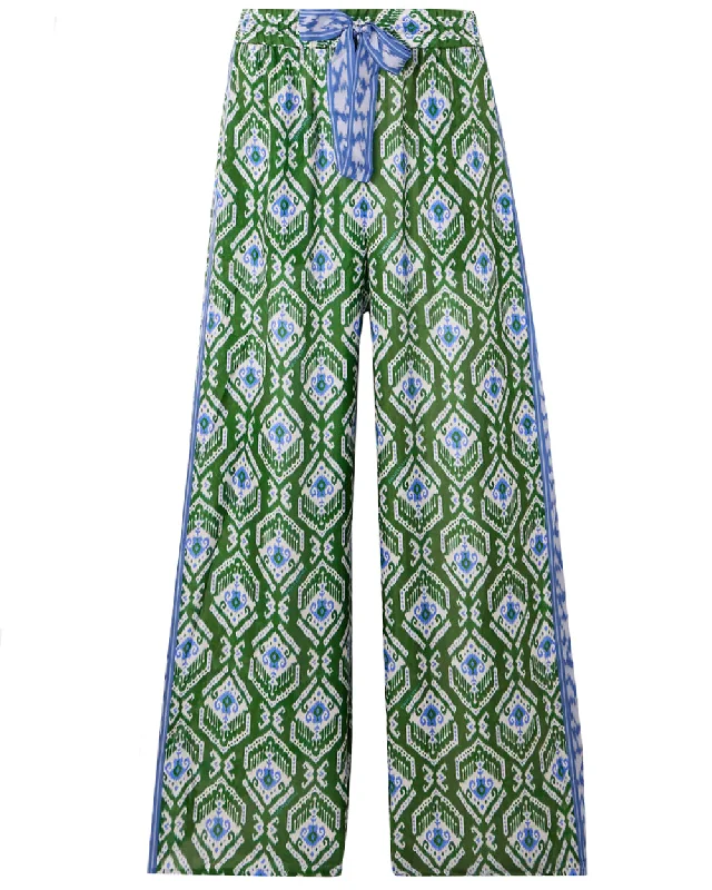 Blue and Green Wylie Relaxed Pant Fashionable Button-Up Pants