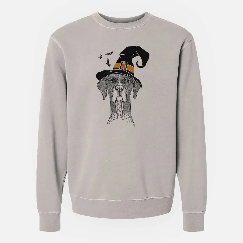 Witch Mattis the German Shorthaired Pointer - Unisex Pigment Dyed Crew Sweatshirt Hoodie with Relaxed Fit Easy Casual