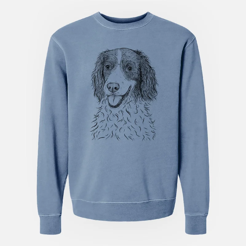 Bare Maggie the Springer Spaniel - Unisex Pigment Dyed Crew Sweatshirt Hoodie with Cuffed Sleeves Snug Secure