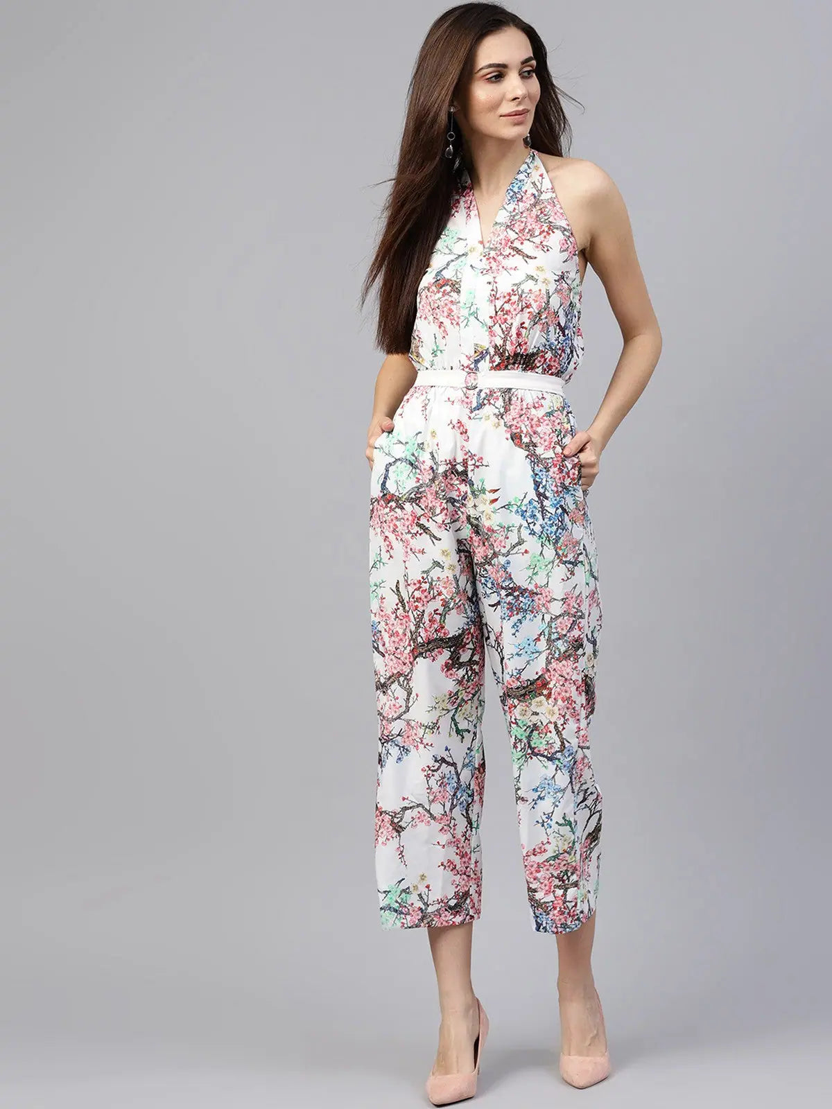 Tropical Printed Jumpsuit Plunging back jumpsuit, Sexy, Trendy, Elegant