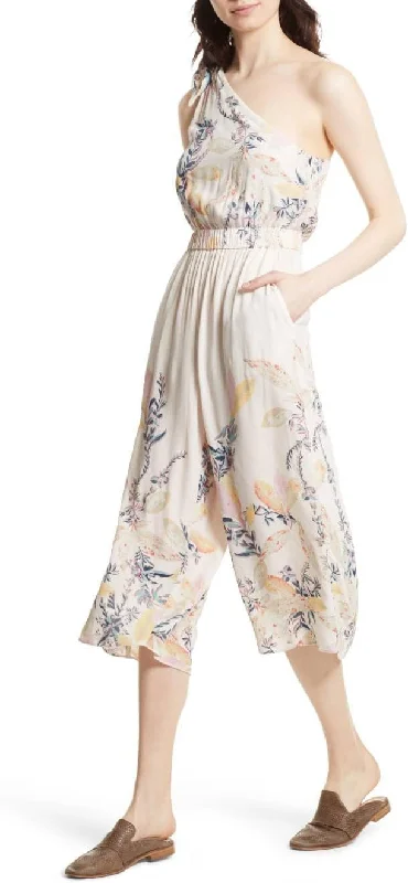 Free People Floral-Print Off-The-Shoulder Jumpsuit Striped wide leg jumpsuit, Relaxed fit, Comfortable, Fashionable