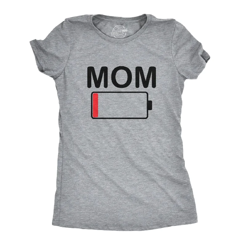 Mom Battery Low Women's T Shirt-- Graphic T-Shirt Round Neck Polyester