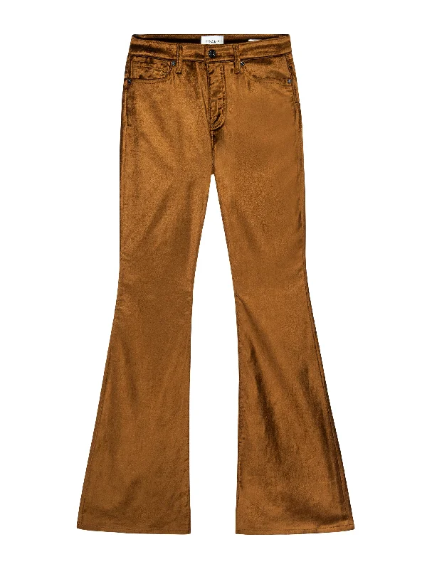 Le High Flare Velvet Pants | Bronze Velvet Soft Sweatpants Style