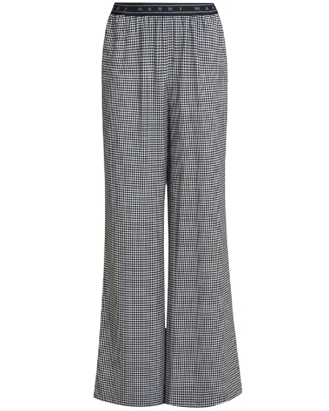 Black and White Check Palazzo Pant Classic Flared Pants