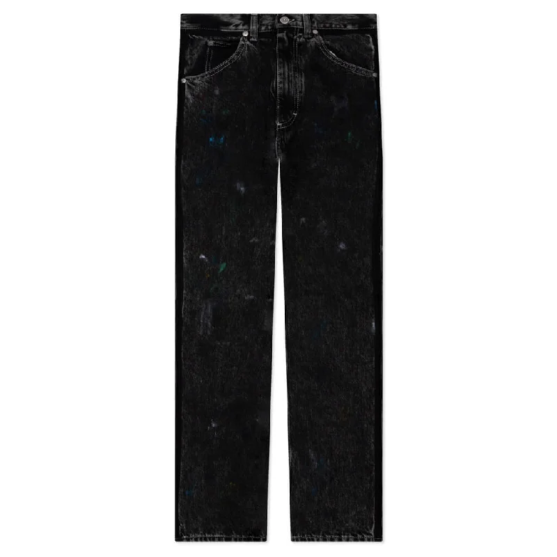 Pants 5 Pockets - Washed Black Comfortable Wide-Leg Pants