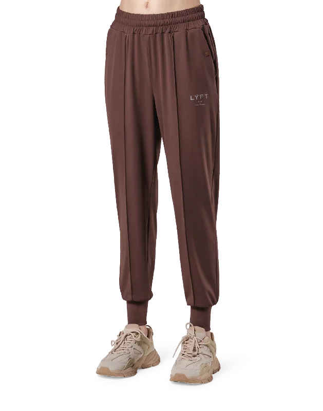 Stretch Pleats Jersey Pants 2 - Brown Slim-Fit Khaki Pants