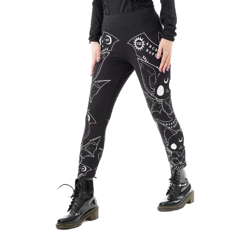 OUIJA BATS LEGGINGS - BLACK Trendy High-Waist Tummy Control Leggings