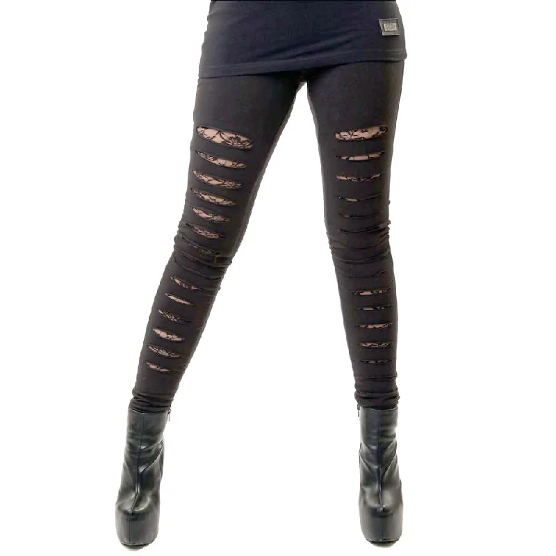 SLASHER LEGGINGS - BLACK Chic Printed Yoga Pants