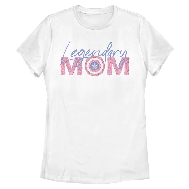 Women's Marvel Seasonal Legendary Mom Flowers T-Shirt-- Denim Fabric Leather Fabric Suede Fabric