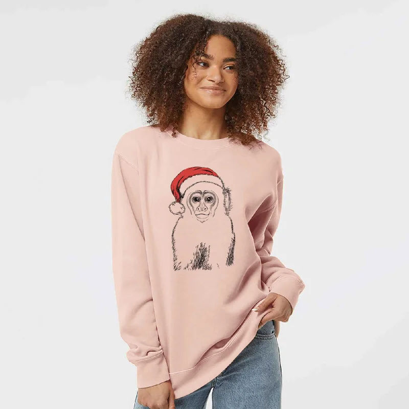 Santa Marcel the Capuchin Monkey - Unisex Pigment Dyed Crew Sweatshirt Hoodie Jacket Zipper Layering