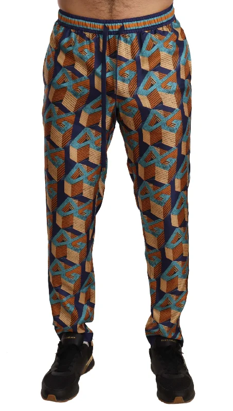 Elegant Silk Jogger Pants With Vibrant Print Soft Stretch Leggings